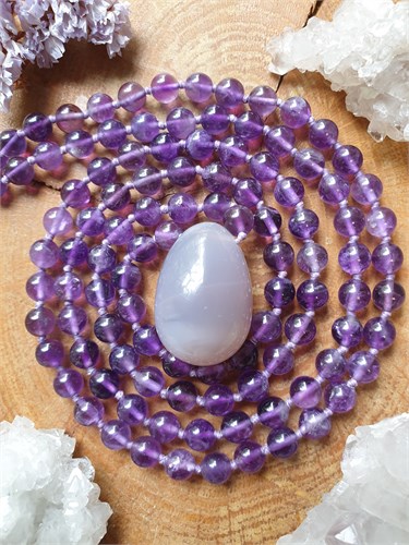 Семя намерения из агата на бусах из аметиста подбус200 - фото 17480
