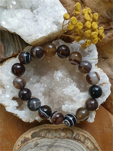 Браслет из агата "Кофе с молоком" бакм33