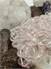 Лунница с подвеской Метеорит с розовым кварцем на бусах из горного хрусталя подбус245