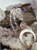 Лунница с подвеской Метеорит с розовым кварцем на бусах из горного хрусталя подбус245