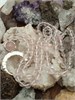 Лунница с подвеской Метеорит с розовым кварцем на бусах из горного хрусталя подбус245