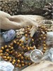 Подвеска Метеорит с рутиловым кварцем на бусах из тигрового глаза подбус246